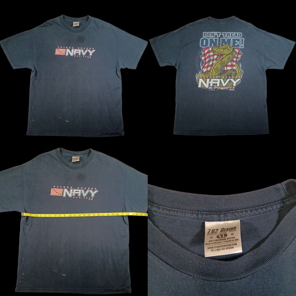 7.62 Design-USN NAVY-Mens T-Shirt-XL Extra Large-Navy-100% Cotton-Military